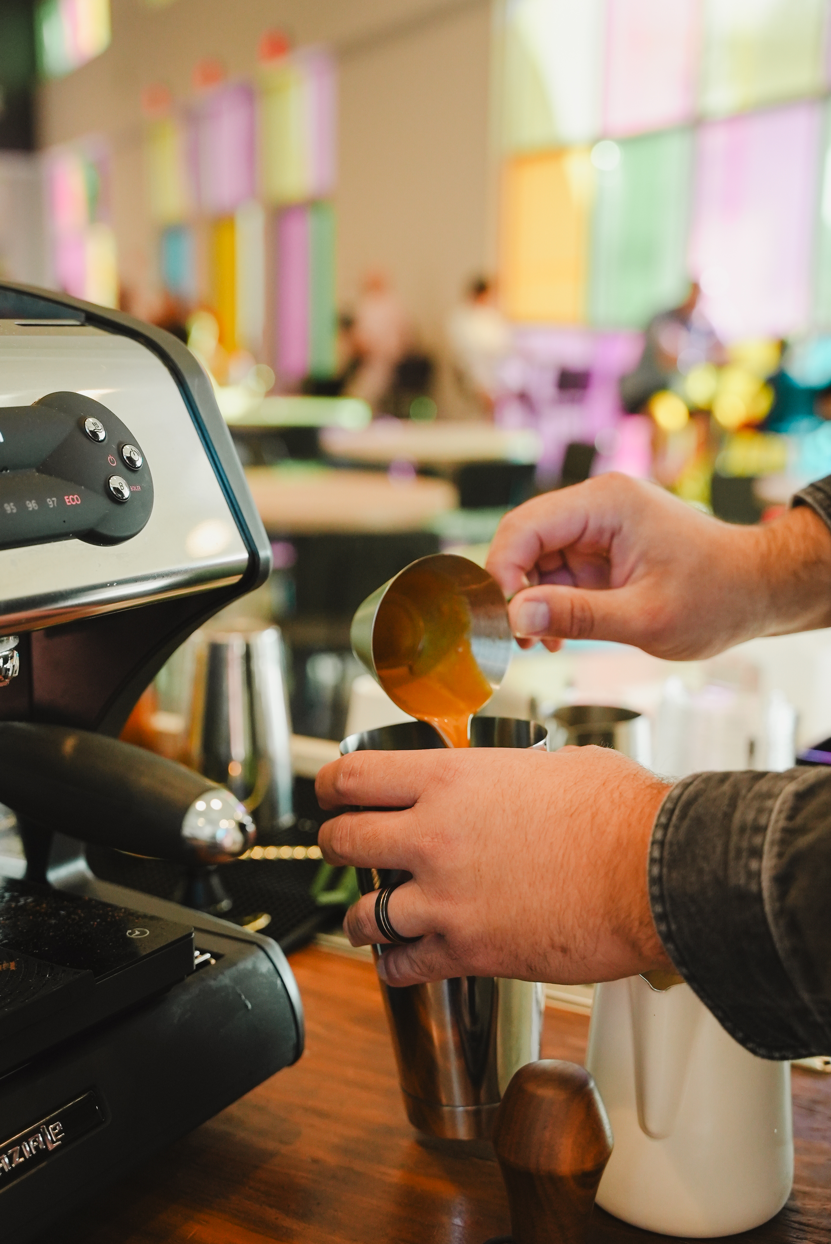 Espresso pulling into a cup at The Nook Coffee